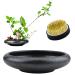 CRAFFANCY Flower Arrangement Supplies  Deep Round Ceramic Ikebana Flower Vase with 5cm Kenzan Flower Frog for Floral Arrangement Home Decoration  Black Spotted