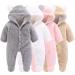 Newborn Baby Cartoon Bear Snowsuit Winter Coat Fleece Hooded Romper Jumpsuit 3-6 Months Grey
