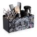 No LIFE barber scissors holder box desktop container for hairdressing salon with sponge food hairbrush holder clipper coms clips barbier accessories tool Neat work station organizer-black 3-grille holder-printed desian black