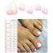 Kalolary White Gel Toenail Strips Pink Gradient Toenail Stickers Pedicure Strips Long Lasting Salon Quality Nail Wraps with Nail File & Wood Stick(UV/LED Lamp Required