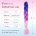 Tess Braids Blue 60 cm Extensions - 5 Pack Jumbo Kanekalon Ombre Hair Braids (Blue/Purple/Pink) for Box Braids - 100g per Bundle - Buy Online on SooperMarket.com