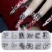 RUNRAYAY 28pcs 3D Halloween Nail Charms Cross Chrome Metal Nail Art Charm Vintage Gothic Retro Punk Skulls Mixed for Manicure Craft DIY Nail Art Decoration Accessories with a Box