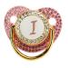 Gold Baby Pacifier Rhinestone Covered Rhinestone Lightweight Pacifier Set for 6-18 Months Baby Home Use (Letter I)