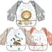 LISOPO Baby Bibs Sleeved Bibs Washable Waterproof Bibs with Sleeves for Children from 6-36 Months 3pcs