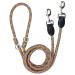 Dog leash 2.6m adjustable reversal reflective multifunctional nylon double linen with 2 movable metal ring ideal for walking running and training (orange & gray L - 1.2 x 260 cm) L - 1.2 x 260 cm orange & gray