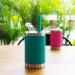 Housavvy 12 Oz Kids Tumblers | Spill-Proof Insulated Stainless Steel Cups with Lids & Straws | BPA-Free Toddler Smoothie Cups in Olive Green/Hot Pink - Buy Online on SooperMarket.com