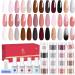 Lavender Violets Dip Powers 20 PCs Dipping Powder System French Nail Starter Kit White Rosa Gold Splitter Acrylic Powder Nail Color For Manicure Nail Art With Base & Top Coat Actor Brush Saver M960 French Nail-960