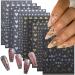 10 Sheets Metallic Nail Art Stickers Decal 3D Gold Nail Stickers Self-Adhesive Nail Decals Glitter Stars Moon Love Heart Gold Silver Nail Design Sticker Nail Art Decorations Women DIY Nail Accessories Sticker 2