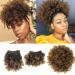 Afro Puff Drawstring Ponytail with 2 Bangs Afro High Puff Bun with Spring Curl Bangs and Afro Puff Bangs Clip in Hairpieces Pineapple Updo Ponytail with Bangs(T1B/30) 1 ponytail+ 2 bangs T1B/30