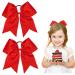 Whales 2 pieces red hair loops Big ripband loop with elastic hair band Cheer Bows cheerleading loop ponytail holder hair accessories for school girl toddler