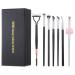 7Pcs Fan-Shaped Eyelash Brush Eyebrow Comb Tools Set Mascara Separator Applicator Angled Eyeliner Brush Folding Double-Head Brow Brushes For Eye Lashes Eyebrows Makeup Natural