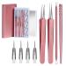 JPNK New Black Pimple Acne Blemish Removal Tools  Blackhead Comedones Extractor Acne Removal Kit Set with Mirror Tweezer