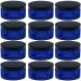 5 Ounce Blue Plastic Cosmetic Jars, Wide Mouth Refillable Containers with Lids for Creams, Lotion, Ointments, Make Up, Bath Salt and Body Butter, 12 Pcs