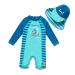 BONVERANO Baby Boys Swimsuit Toddler Bathing Suit Long-Sleeve Zipper One Piece Swimwear with UPF 50+ Sun Protection Dinosaur 12-18 Months