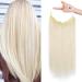 REECHO Invisible Wire Hair Extensions with Transparent Headband Adjustable Size Removable Secure Clips in Straight Secret Hairpiece for Women (24 Inch (Pack of 1), White Blonde) 24 Inch (Pack of 1) White Blonde