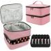 Movstriker Nail Polish Organiser Bag Double Layer Nail Varnish Storage Holds 30 Bottles and A Nail Lamp Traveling Nail Polish Storage Case Portable Nail Lipstick Beauty Tools Box(Pink)