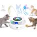 GoldenSun 3-In-1 Interactive Cat Toys for Indoor Cats Adult Smart Cat Feather Toys Rechargeable Power Cat Toys Balls & Handmade Butterfly Cat Toy Cat Teaser with 6 Attachments Bright White