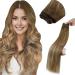 LAAVOO hair brawls real hair to sew 55cm brown blonde real hair extensions Tressen light brown balayage golden blond bundle extensions human hair extensions ombre 100g #8/16/8 55cm 1.35 #8/16/8