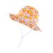 LANGZHEN Beach Sun Protection Hat for Baby Girls Adjustable Toddler Kids Hat Wide Brim Summer Play Hat with Chin Strap White-Orange 1-2 Years