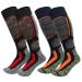 JTEG Unisex ski socks 2 pairs of ski fuses men women and children for winter sports thermo knee socks with merino content red-orange l
