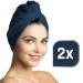 Fit Flip Hair Turban Set - Microfiber Quick-Drying Hair Towels (2 Pieces) | Absorbent Navy Blue Turban - Perfect for Effortless Hair Drying - Buy Online on SooperMarket.com