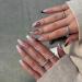 JUSTOTRY 24 Pcs Double Color Swirl Almond Short False Nails Black and White French Press on Nails Pattern Trendy Fake Nails Short with Nail Glue Nude Oval Medium Stick on Nails for Women white&black1