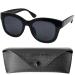 Mini glasses Stylish retro sunglasses with prescription plastic glasses frame with a thick frame and large glasses free case reading sun glasses women retro black 0.0 diopters