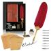 Victse calligraphy pencils vintage calligraphy spring retro writer seal dip pen with 8 replacement tips 5 set envelopes (red)