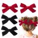 4Pcs Bow Hair Clips for Girls 3.8 Inch Velvet Hair Bows Christmas Hair Clips for Women Toddler Girls(Red Black)
