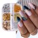 Eseres Nail Foil 3D Sparking Gold Flakes for Nails 6 Grids Metallic Nail Glitter for Nail Art Design Gold&Silver