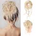 Messy Bun Hair Piece 1PC REECHO Super Long Tousled Updo Hair Bun Extensions Curly Wavy Hair Wrap Ponytail Hair Scrunchies with Elastic Hair Band Hair Accessory for Women Girls - Light Blonde