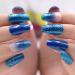 Luvadeyo 24 PCs Blue Gradient Coffin Press on Nails | Glitter Artificial False Nails for Women & Girls | Double-Sided Adhesive Tabs Included - Buy Online on SooperMarket.com