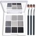 BliBling 9 Colors Black Smokey Eyeshadow Palette  Cool Toned Matte Glitter Eye Shadow Palette Makeup Long Lasting Waterproof Eyeshadow Palette for Girls and Women (silver)