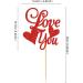 Cyodoos 1 PCS Valentine's Day Cake Topper glitter Love You Cupcake Picks for Valentine's Day Theme Wedding Party Cake Decorations Supplies Red - Buy Online on SooperMarket.com