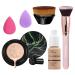 Mushroom Head Air Cushion CC Cream Foundation Full Coverage Foundation Foundation Makeup Brush Makeup Sponge Concealer Matte Oil Control Waterproof (104 Buff Beige + Natural CC)