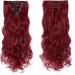 Silk-co Long Curly Wavy Clip in Hair Extension 24 Maroon&Dark Red - 8 Pcs Full Head, Synthetic Heat Resistant, 18 Clips - #Maroon&Dark Red - Buy Online on SooperMarket.com