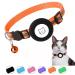 Airtag Cat Collar, Reflective Airtag Cat Collar with Bell and Silicone Waterproof Airtag Holder Case Compatible with Apple Airtag, Breakaway Safety Buckle Collar for Cat Kitten Orange