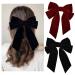 Kioiner 2 Pcs Large Bow Hair Clips Black Red Velvet Bows Barrettes French Bowknot Hair Clips Metal Hair Clips with Long Tail for Girls Women Ladies