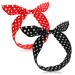 Lusofie 2 Pcs Black Red Polka Dot Headbands Cute Bow Bandana Headband Headwrap Retro Wire Bandana Headband for Women and Girls