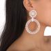Chargances Boho Baroque Round Pearl Hoop Dangle Earrings Dainty Sparkling Crystal Circle Drop Dangle Earrings Fashion Stud Earrings for Women and Girls Gift Party (Gold)
