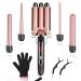 5-in-1 Curling Iron Set Curling Wand with 3 Barrel Hair Crimper Iron and Interchangeable 4 Curling Irons Dual Voltage Hair Waver with 2-LED Temp Control for All Hair Types Glove & 2 Clips 5 in 1 Curling Wand