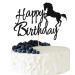 Arthsdite Horse Happy Birthday Cake Topper Horse Racing Theme Birthday Party Decoration for Boys Girls Men Women Kids Birthday Party Decoration Supplies-Black Glitter