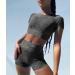 OLCHEE Womens Workout Set 2 Piece - Seamless Acid Wash Yoga Outfits Crop Top & Shorts Matching Gym Athletic Clothing Set - Black Medium - Buy Online on SooperMarket.com