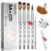 Saviland 4 PCS Acrylic Nail Brush with Nail Brush Holder - Nail Brush Set with Cuticle Pusher for Acrylic Powder Nail Extensions Nail Carving Acrylic Nails Application Nail Art for Home DIY Nail Salon 03-4 pcs brush with gift