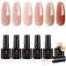 Modelones Builder Gel 6 Colors 8-in-1 Builder Nail Gel Set for Nails Hard Gel Builder Nail Strengthener Extension Gel Base Gel Builder Gel in a Bottle Nude Brown