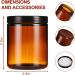 12 Pack 8 oz Amber Glass Jars with Lids - Round Empty Containers for Scrubs, Lotions, Cosmetics - Travel Storage Jar Set with White Liners, Black Lids, Labels, and Spatulas - Buy Online on SooperMarket.com