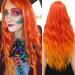 YEESHEDO Long Hair Wigs for Women Natural Wavy Curly Synthetic Wigs with Fringe Organge Fire Wig for Party Cosplay or Daily 28 Inches Ombre Orange