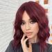 WOKESTAR Bob Curly Wig with Fringe Short Synthetic Wavy Wigs for Women Wine Red Color 12 inch Wine Red