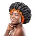 Mikimini extra large black shower hoods 2-pack for women and men thick long hair braids reusable waterproof double-layer XL bathroom hair hood with bright orange rim XL (2-pack) black+orange
