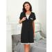 Uniexcosm Maternity Nursing Nightdress - Women's Soft Short Sleeve Nightgown Stripe Sleepwear in Black - Buy Online on SooperMarket.com
